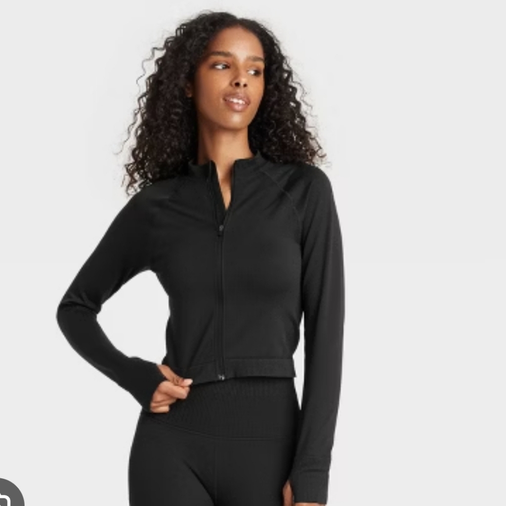 Joy Lab Women's Seamless Fitted Full Zip Jacket Black Medium